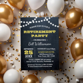 黒板ライト金ゴールド退職パーティー 招待状