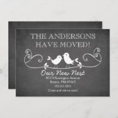 黒板ラブバード 新しい住所のお知らせ 案内状 (正面/裏面)