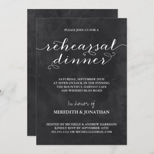 黒板リハーサルディナー 招待状 (正面/裏面)