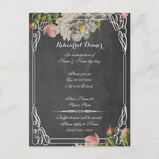 黒板リハーサル結婚ディナー ポストカード (正面)