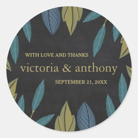 黒板リーフ結婚式の引き出物 ラウンドシール (正面)