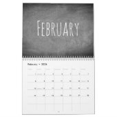 黒板ルックブラックアンドホワイト文字モダン2020 カレンダー (2月 2026)