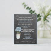 黒板ルックブルーベビーシャワー招待状 | インビテーションポストカード (スタンド正面)