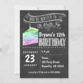 黒板レインボーケーキスライス誕生日招待状 招待状 (正面)