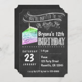 黒板レインボーケーキスライス誕生日招待状 招待状 (正面/裏面)