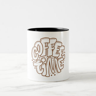 黒板レタリングコーヒータイムマミニマルグ ツートーンマグカップ