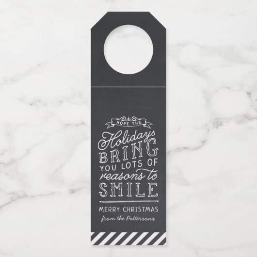 黒板レタリングパーソナライズされたクリスマスプレゼント ボトルネックタグ (正面)