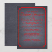 黒板レッド&ブラックブライダルシャワー招待状 招待状 (正面/裏面)