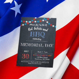 黒板レッド、ホワイト、ブルーパーティー招待 招待状