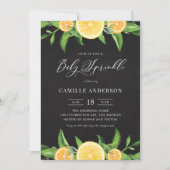 黒板レモンとオレンジ夏のベビー散布 招待状 (正面)