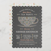 黒板レースのようティーカップベビーシャワー招待状 招待状 (正面/裏面)