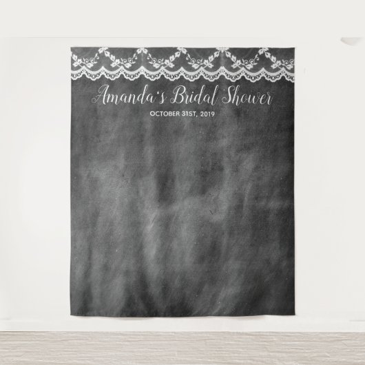 黒板レース ブライダルシャワー フォトブース 背景 タペストリー (正面)