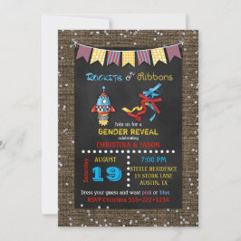 黒板ロケットまたはリボン性別の明かす 招待状