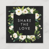 黒板ロマンチックな水色の冬のフローラフレーム 紹介カード (正面)