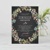 黒板ワイルドフラワーフレームブライダルシャワー 招待状 (スタンド正面)