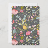 黒板ワイルドフラワー牧草地リースカップルのシャワー 招待状 (裏面)