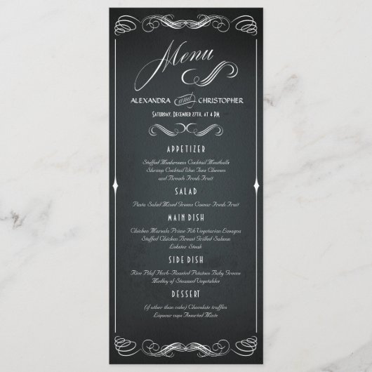 黒板ヴィンテージはっきりした結婚タイポグラフィのメニュー メニュー (正面)