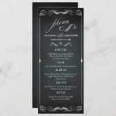 黒板ヴィンテージはっきりした結婚タイポグラフィのメニュー メニュー (正面/裏面)