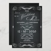 黒板ヴィンテージはっきりした結婚タイポグラフィ 招待状 (正面/裏面)