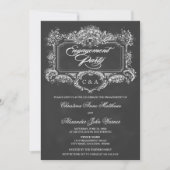 黒板ヴィンテージオーナメント婚約パーティ 招待状 (正面)