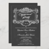 黒板ヴィンテージオーナメント婚約パーティ 招待状 (正面/裏面)