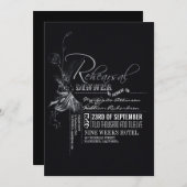 黒板ヴィンテージタイポグラフィリハーサルディナー 招待状 (正面/裏面)