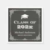 黒板ヴィンテージフレーム卒業ディナーパーティー スタンダードカクテルナプキン (正面)