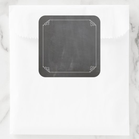 黒板ヴィンテージホワイトフローリッシュフレカスタマイズーム スクエアシール (バッグ)