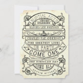 黒板ヴィンテージモダン結婚タイポグラフィ 招待状 (裏面)