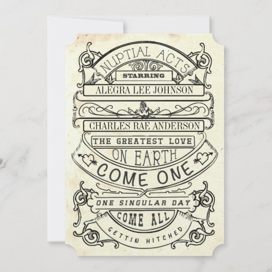 黒板ヴィンテージモダン結婚タイポグラフィ 招待状 (裏面)