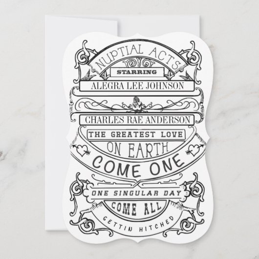 黒板ヴィンテージモダン結婚タイポグラフィ 招待状 (裏面)