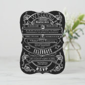 黒板ヴィンテージモダン結婚タイポグラフィ 招待状 (スタンド正面)