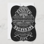 黒板ヴィンテージモダン結婚タイポグラフィ 招待状 (正面)