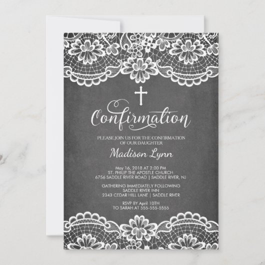 黒板ヴィンテージレース確認招待状 招待状 (正面)