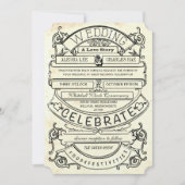 黒板ヴィンテージ モダン タイポグラフィー ウェディング 招待状 (正面)