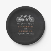 黒板上タンデム結婚自転車 ペーパープレート (正面)