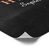 黒板上タンデム結婚自転車 ポスター (角)