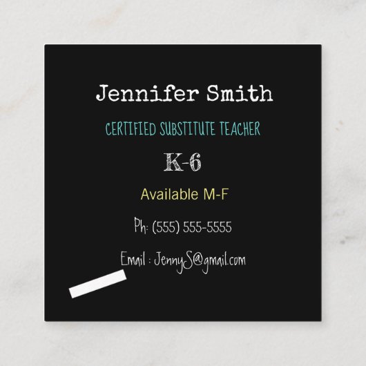 黒板代替先生スクエアビジネスカード スクエア名刺 (裏面)