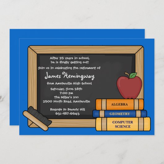 黒板先生の退職色を選ぶ 招待状 (正面/裏面)