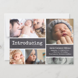 黒板写真コラージュ導入男の赤ちゃん マグネット招待状