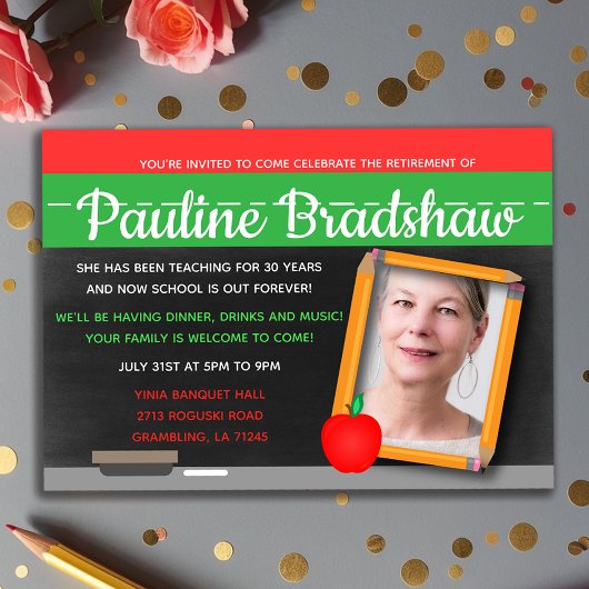 黒板写真先生退職パーティー 招待状