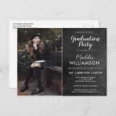 黒板写真卒業パーティー招待状 ポストカード (正面/裏面)