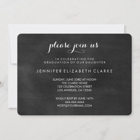 黒板写真卒業パーティー招待状 招待状 (裏面)