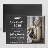 黒板写真卒業招待状 招待状 (正面/裏面)