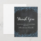 黒板冬の雪の結晶感謝カード (正面/裏面)