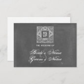 黒板刺激を受けたな結婚RSVP 出欠カード (正面/裏面)