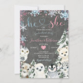 黒板動物ジェンダーが雪片を明らかにする 招待状 (正面)