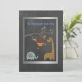黒板動物園の動物の誕生日パーティー 招待状 (スタンド正面)