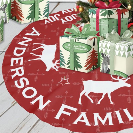 黒板十字矢トナカイのクリスマス ブラッシュドポリエステルツリースカート