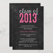 黒板卒業パーティー|グリッター 招待状 (正面/裏面)